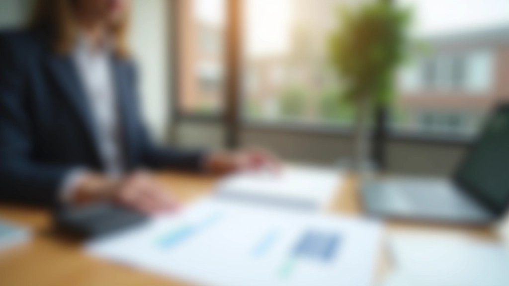 Modernes Finanzberatungsbüro mit Rentendokumenten und Taschenrechner auf dem Schreibtisch