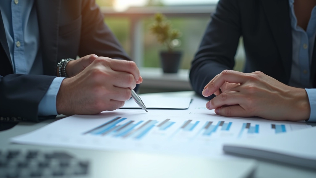 Zwei Menschen schauen sich Finanzunterlagen an